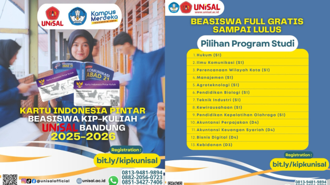 Flayer Beasiswa UNISAL Bandung