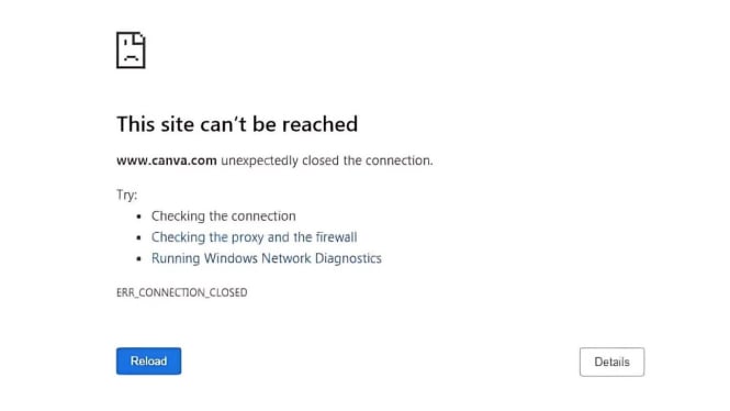 This Site Can’t be Reached di Chrome