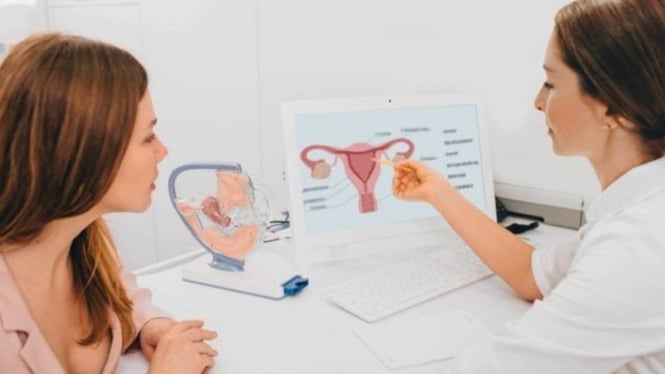 Ilustrasi wanita konsultasi ke dokter kandungan