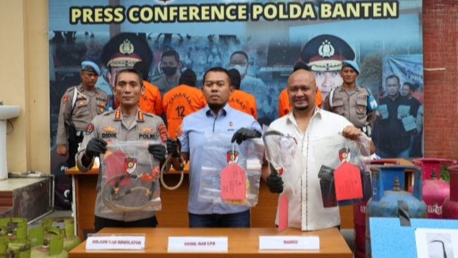 Polda Banten Saat Ekspose Kasus Suntik Gas LPG