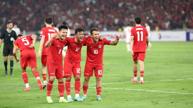 Perayaan Timnas Indonesia Usai Mencetak Gol ke Gawang Vietnam