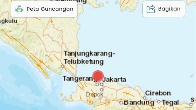 Peta Guncangan Gempa Bumi di Jakarta