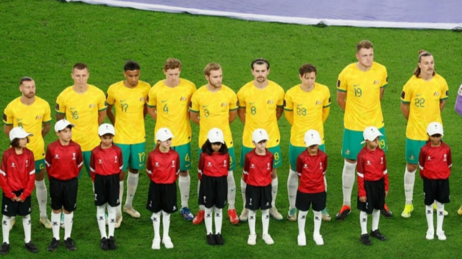 Barisan Pemain Timnas Australia di Stadion.