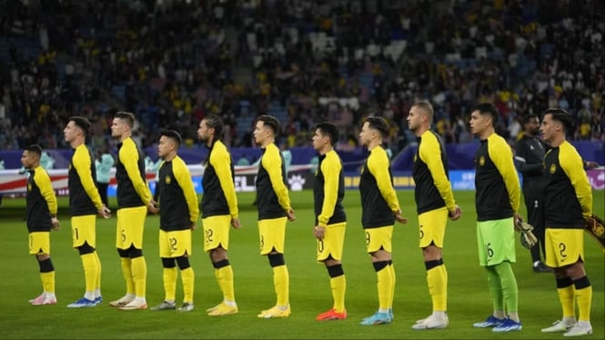 Skuad Timnas Malaysia di Stadion.