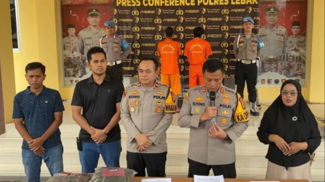 Polres Lebak saat konferensi pers demo anarkis