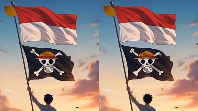Bendera Merah Putih dan One Piece.