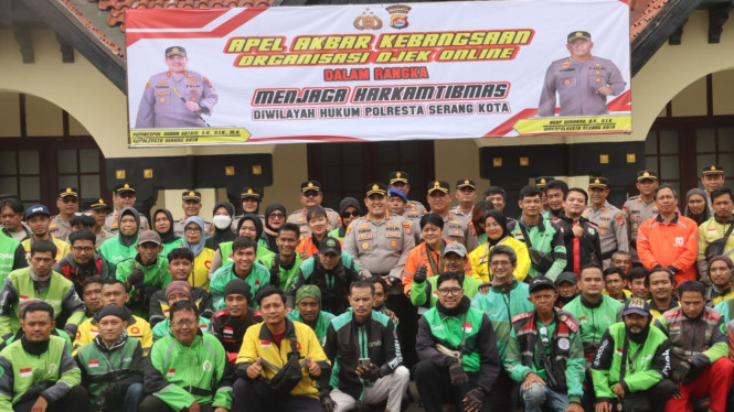 Apel Kebangsaan Ojol Bersama Polresta Serkot.