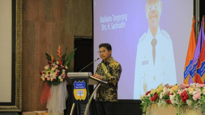 Walikota Tangerang, Sachrudin saat memberikan sambutan