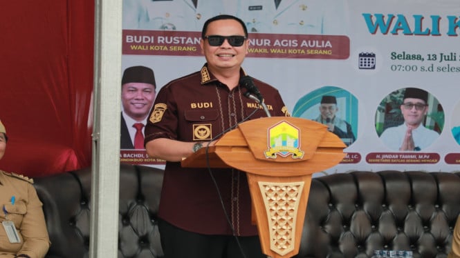 Wali Kota Serang Budi Rustandi saat sambutan acara Serang mengaji