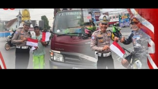 Semarakkan HUT RI ke-80, Polresta Banyumas Ajak Pengguna Transportasi Pasang Bendera Merah Putih
