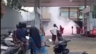Geger! Sebuah Sepeda Motor Terbakar di Sekitar SPBU Pageraji Cilongok, Api Dipadamkan dengan Apar