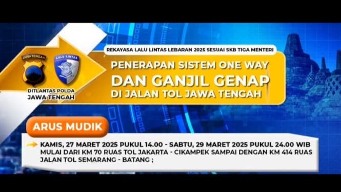 Penerapan Sistem One Way dan Ganjil Genap di Jalan Tol Jawa Tengah