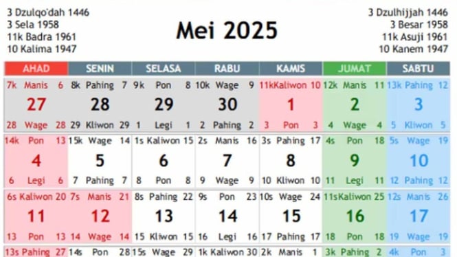 Ilustrasi - Kalender Jawa 2025