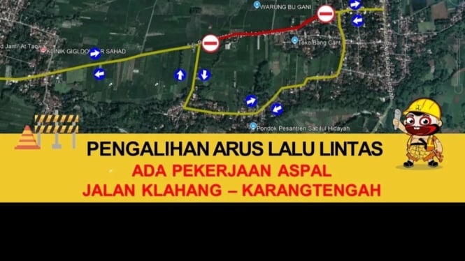 Pengalihan Arus Lalu Lintas di ruas Jalan Klahang-Karangtengah