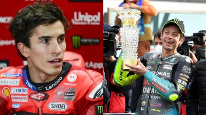 Kolase foto Marc Marquez dan Valentino Rossi