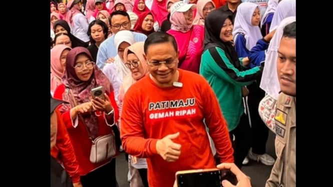 Suasana ramai CFD di Alun Alun Pati, warga tumpah ruah
