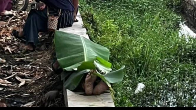 Pria Ditemukan Tewas di Sungai Area Sawah Kemplong Wiradesa