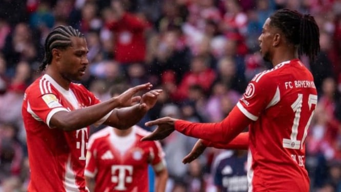Momen para pemain Bayern Munchen merayakan gol
