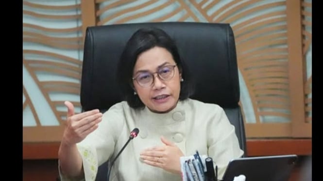Menteri Keuangan Sri Mulyani saat konferensi pers ekonomi