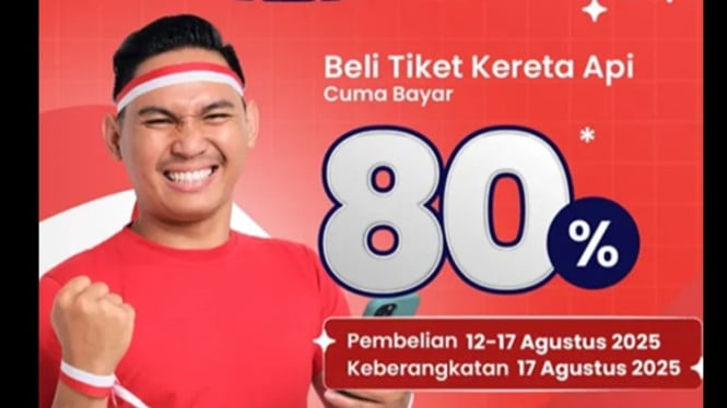 Promo Merdeka KAI potongan tiket 20 persen