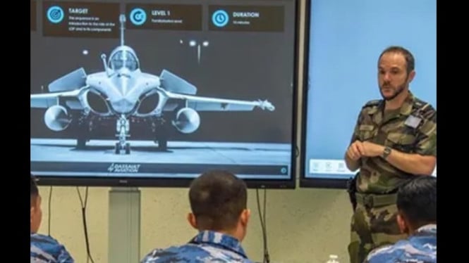 Jet tempur Rafale T 0301 milik TNI AU di hanggar Prancis