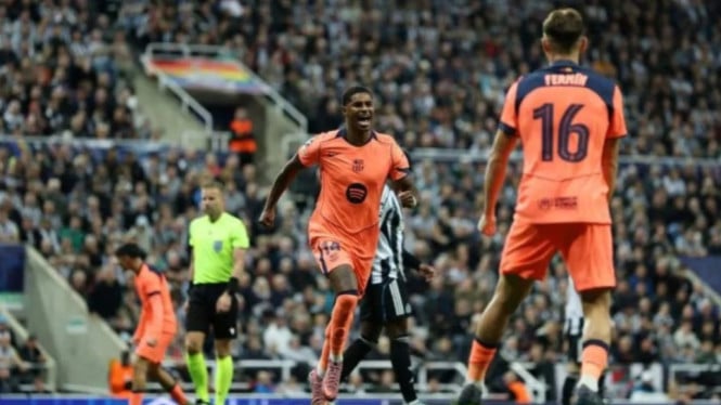 Marcus Rashford  berhasil mencetak gol ke gawang Newcastle