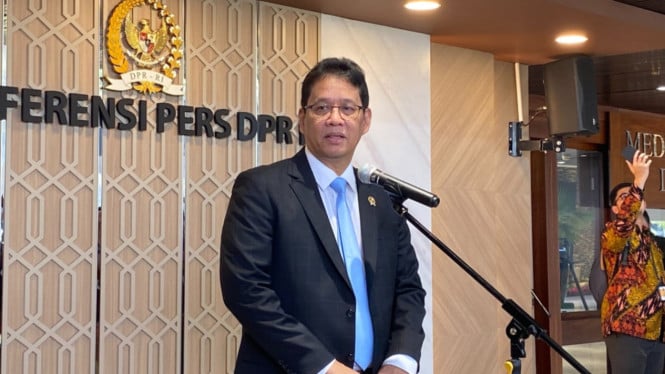 Menkeu Purbaya di Gedung DPR, Jakarta Pusat, Selasa (23/9/2025)