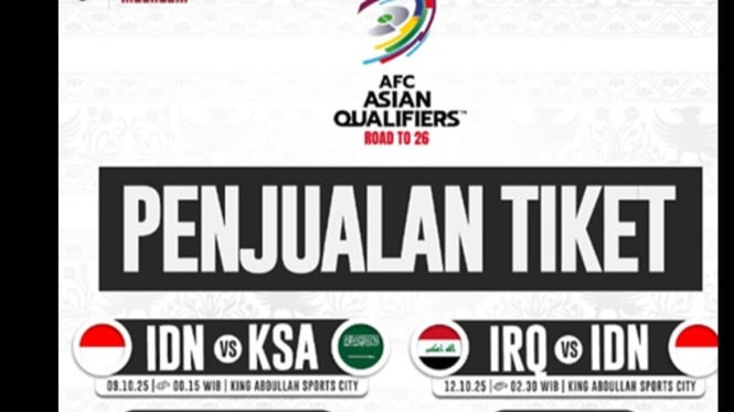 Tiket laga Arab Saudi vs Indonesia ludes