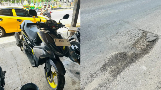 Lakalantas Akibat Lubang Jalan Terjadi di Mandiraja, Banjarnegara.