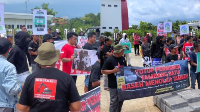Aksi Warga Banyumas Tuntut Tambang PT DBA Ditutup Permanen
