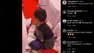 Miris! Bocah di Gowa Kedapatan Ambil Sisa Makanan Pejabat Usai Acara 17 Agustus, Netizen Terharu