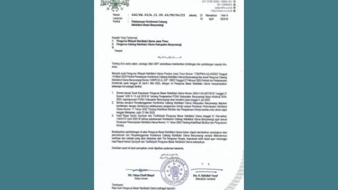 Surat dari PBNU yang tersebar luas di WAG