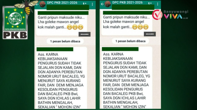 Isi percakapan grup wa DPC PKB Banyuwangi bocor