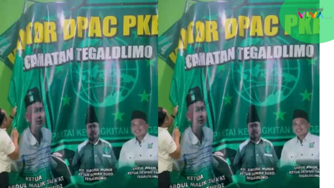 Banner utama kantor DPAC PKB Tegaldlimo dicopot