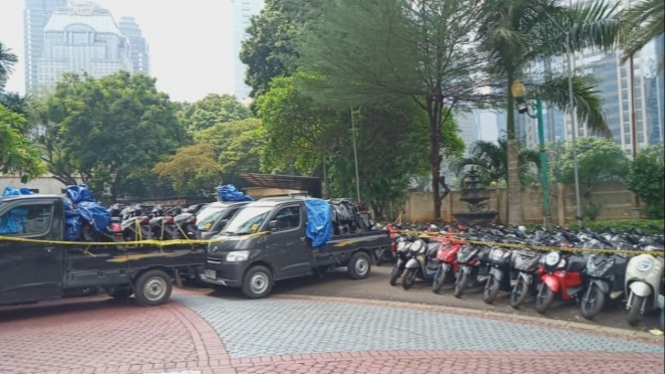 Kendaraan hasil kejahatan di Mapolda Metro Jaya