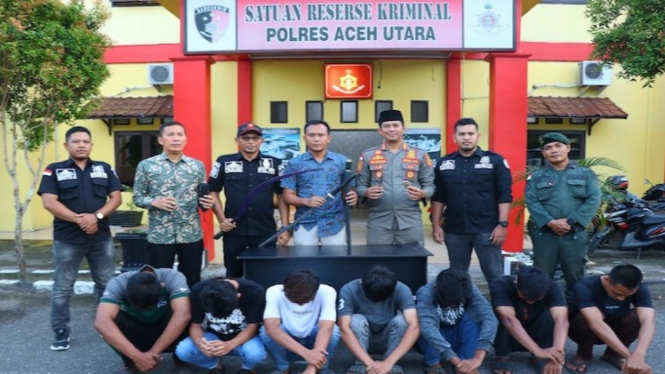 7 Remaja Saat Diamankan di Polres Aceh Utara