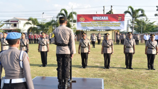 Apel Serah Terima Jabatan di Polres Bireuen