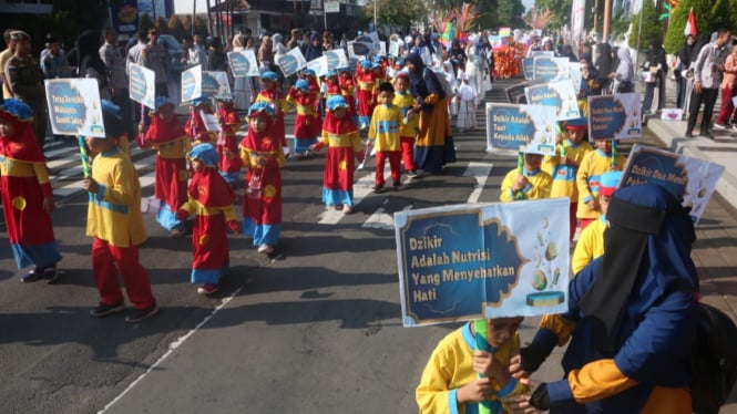 Ribuan Siswa di Banyuwangi Pawai Tarhib Sambut Ramadan