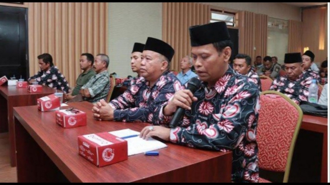 Ketua PSHT Jember, Jono Wasinudin dalam rakor di Polres Jember