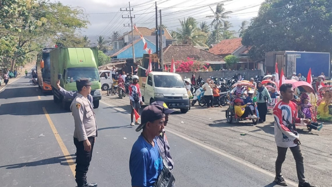 Pengamanan polisi di titik keberangkatan