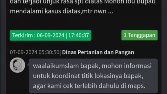 Bukti laporan warga melalui aplikasi