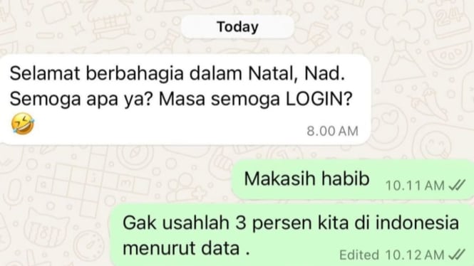 Chat Habib Jafar ke Onad saat Natal 2024