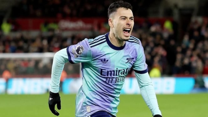 Martinelli saat cetak gol di laga Brentford vs Arsenal