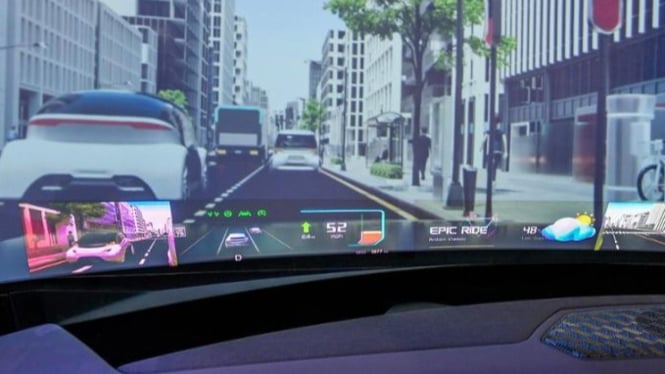 Tampilan kaca depan holografik Hyundai Mobis Di CES 2025