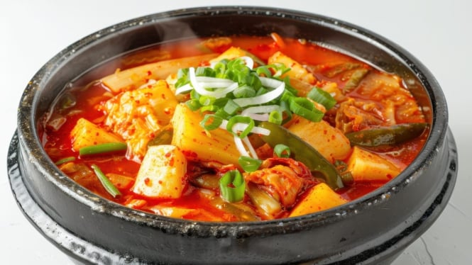 Ilustrasi sundubu jjigae, sup tahu khas Korea