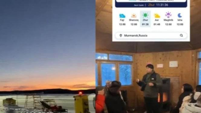 Penampakan Langsung Saat Maghrib di Murmansk