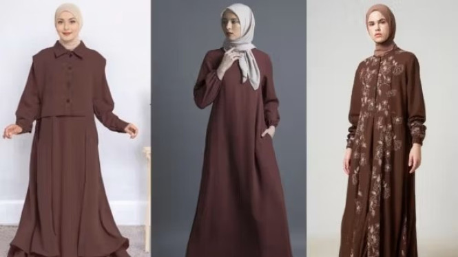 Warna Baju Coklat Mahuni saat lebaran bersama keluarga