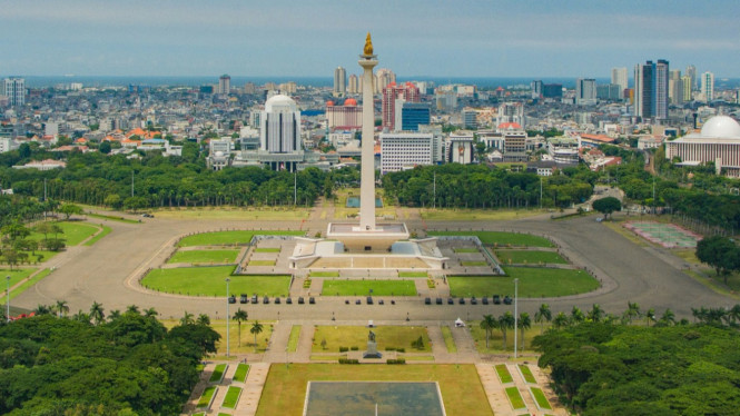 Suasana Monumen Nasional di Jakarta Pusat