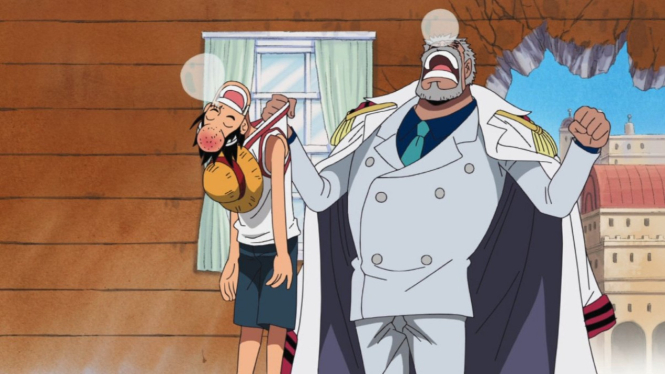 Momen Garp bertemu Luffy di anime One Piece