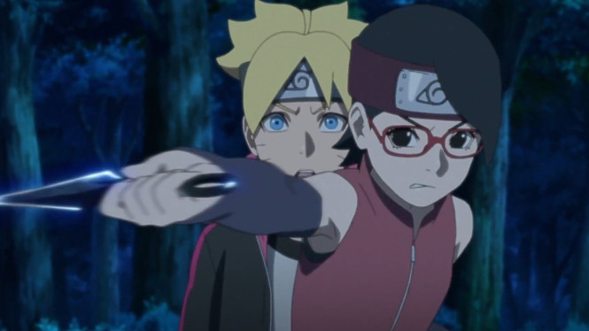 Momen sarada melindungi Boruto